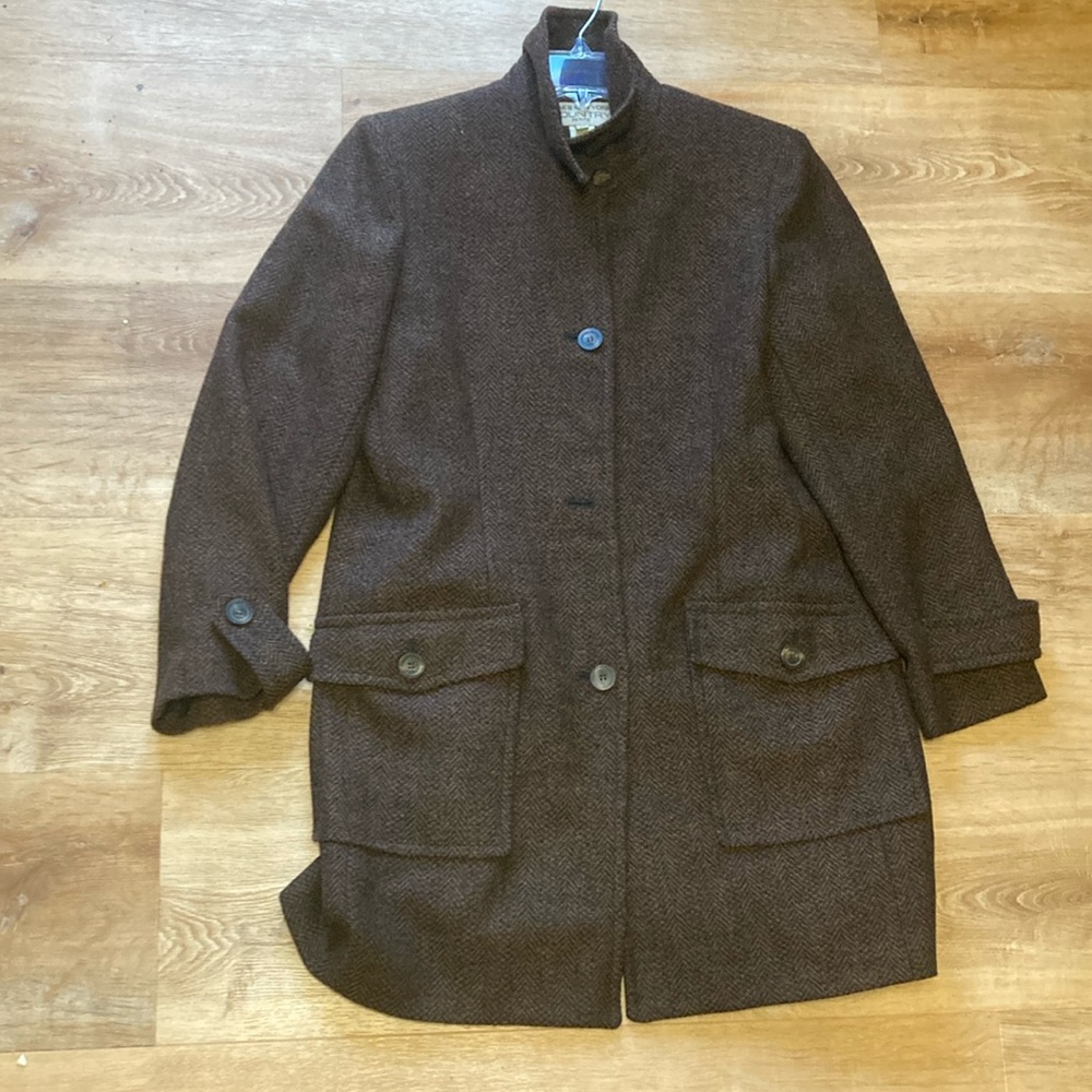 Jones New York Brown Trench Coat with Stand-Up Collar